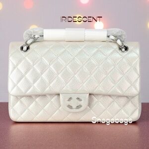 New Leather Quilted Pearl Rainbow Iridescent Shimmer Shifting Color CrossbodyBag
